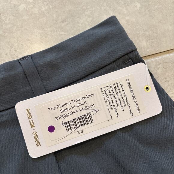 Rhone High Rise Pleated Commuter Pants Women’s Size 14 Short Gray Stretch NWT - Picture 3 of 11